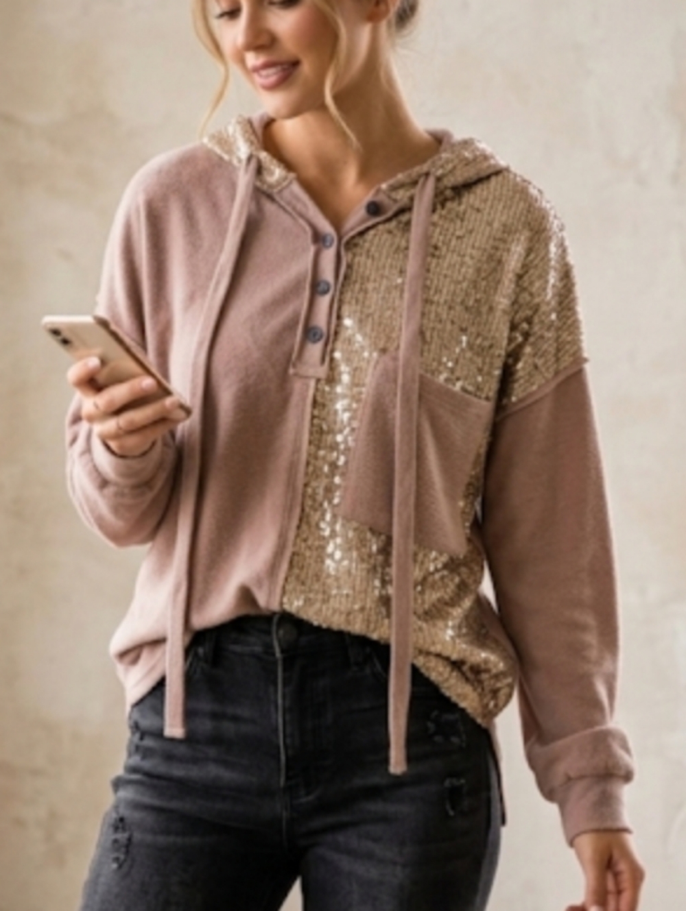 7th Ray Sequin Boutique Sweater Hoodie
